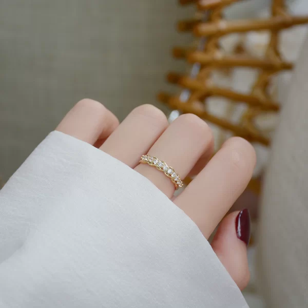 Clara 14k Gold Adjustable Interlocking Pave Ring