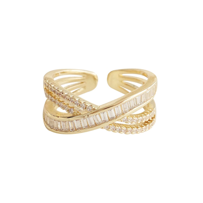 Erim Gold Adjustable Triple Band Crossover Ring - Glamourize UK