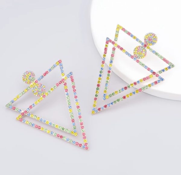 Kylie Colourful Double Triangle Statement Earrings