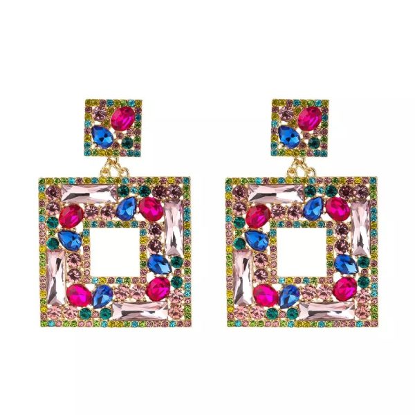 Bella Colourful Square Statement Earrings