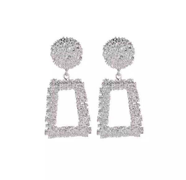 Tyra Textured Silver Statement Earrings