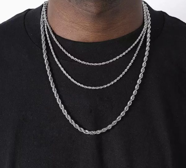 Mens Silver plated 6mm Rope Chain