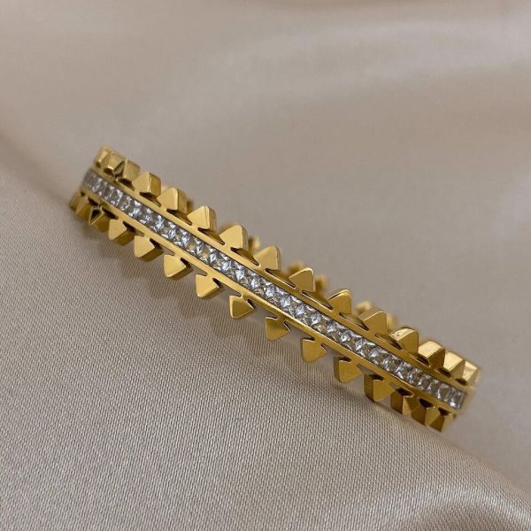 Luxury Gold Double Triangle Inlay Bracelet