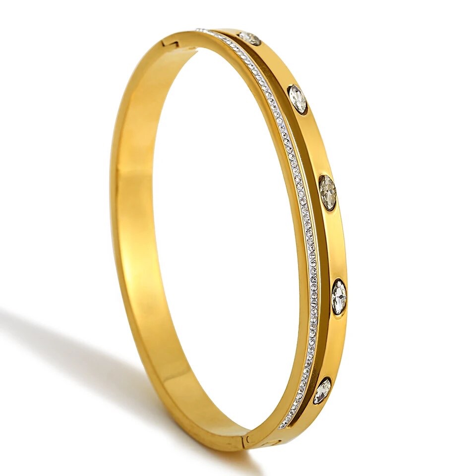 Luxury Gold Double Band Oval Bracelet - Glamourize UK